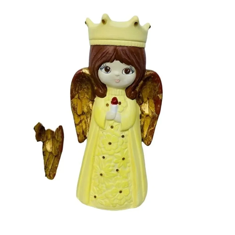 MCM Hobbyist Studio Art Set of 3 Angels Green Pink Yellow 1980